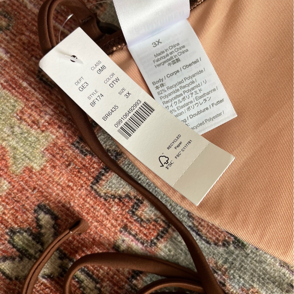 J. Crew O-Ring String Bikini Top Size 3X NWT Chocolate Brown - Picture 2 of 7